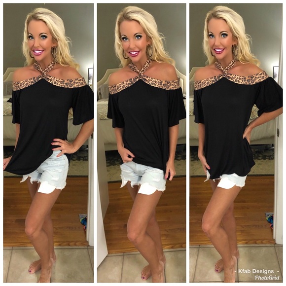 ❤️LAST 1!  Leopard Flutter Overlap Neck Top! - Picture 4 of 6